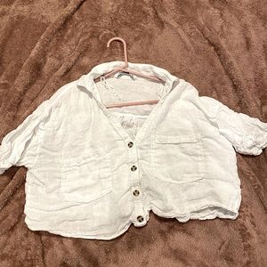 Zara cropped button shirt